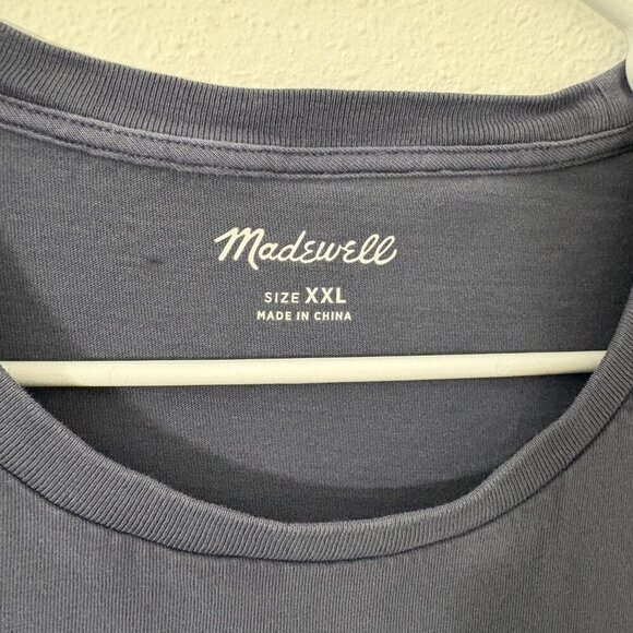 Madewell Garment-Dyed Allday Crewneck Tee Dark Baltic Cotton Short Sleeve XXL - Picture 4 of 8